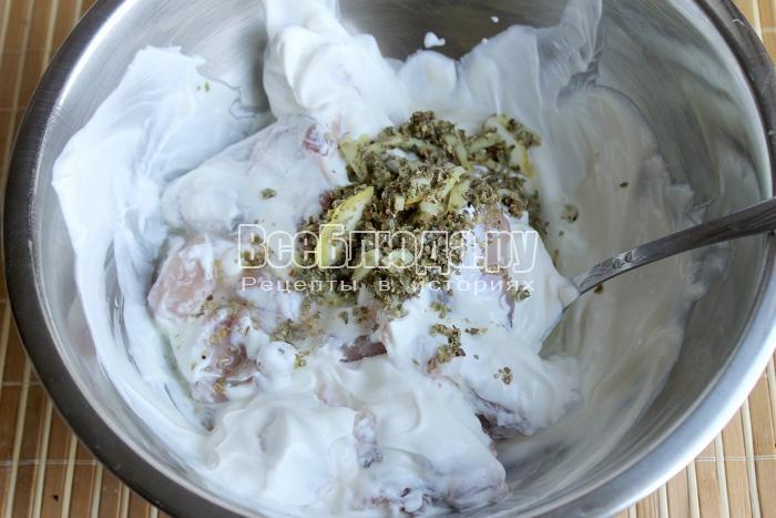 перемешать курицу