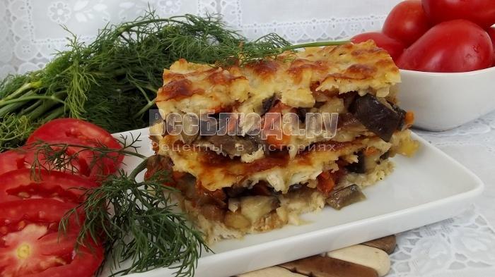 рецепт запеканки из баклажанов с курицей и овощами