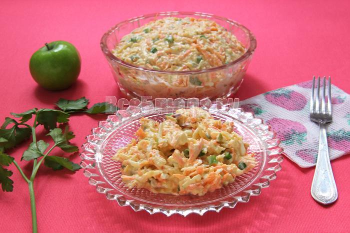 Пикантный французский салат (морковка, яблоки, сыр, яйца) Пикантный французский салат (морковка, яблоки, сыр, яйца)